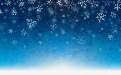 Fototapeta na wymiar 雪の結晶が降り積もるクリスマスの水彩画イラスト