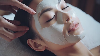Asian woman doing beauty treatments spa treatments