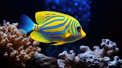 Fototapeta na wymiar Beautiful zebrasoma salt water aquarium fish