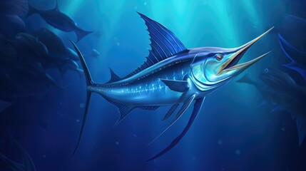 Blue Marlin is a large game fish that is popular - obrazy, fototapety, plakaty