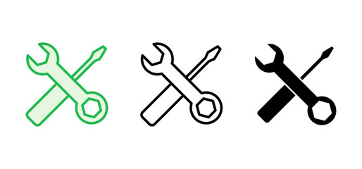 Repair tools icon set. tool icon vector. setting icon vector. Wrench and screwdriver. support, Service