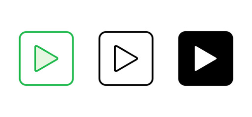 Play Icon set. Play button vector icon