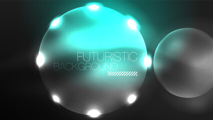 Circles with bright neon shiny light effects, abstract background wallpaper design