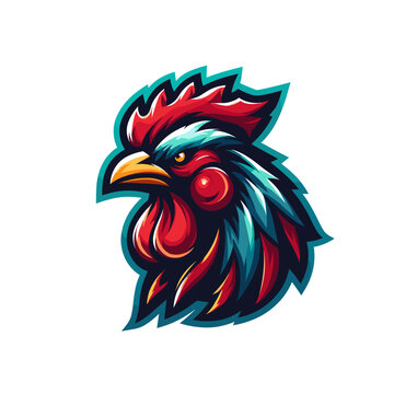 rooster side head esport logo design