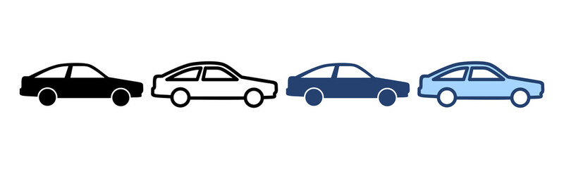 Car icon vector. car sign and symbol. small sedan - obrazy, fototapety, plakaty