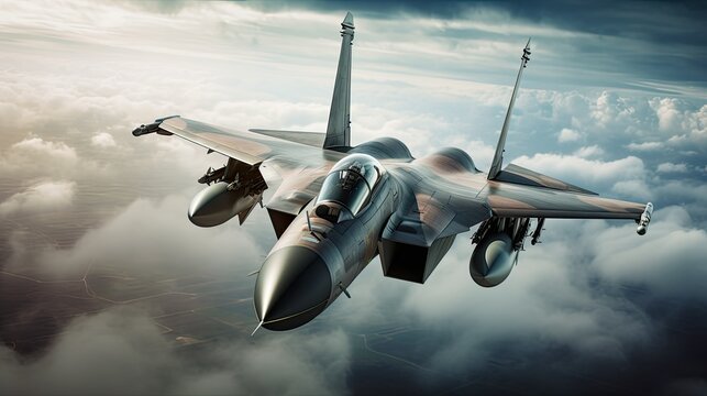 Fighter jet aircraft in flight motion blur military