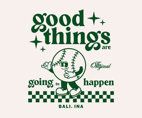 cartoon character of baseball motivational quote Graphic Design for T shirt Street Wear and Urban Style	