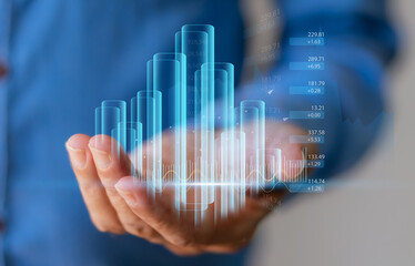 People holding finance growth, analyzing, graph money, global economic, trader investor, business financial growth, stock market, Investments funds, price, banking, technology and digital assets