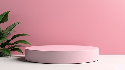 Mock up Minimal pink pedestal design for product