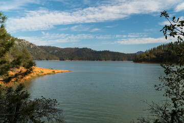 Lake and mountains. Lake Shasta, CA, USA