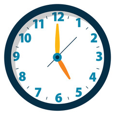 Wall Round Clock Show at 5 o'clock, Time Illustration