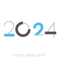 Happy new year 2024 design with unique numbers. Premium vector design for poster, banner, greeting and new year 2024 celebration. Vector
