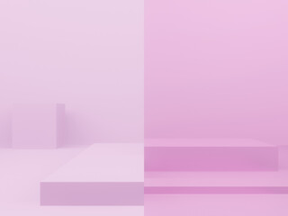Fototapeta premium Pink geometric podium. Pink background