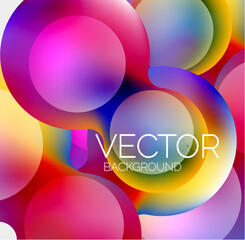 Beautiful flowing round shapes and circles abstract background. Liquid color bubble composition