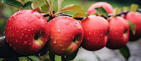Photo of homegrown apples in a garden.