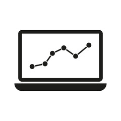 Graphs on computer monitor icon. Vector illustration. EPS 10.