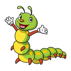 Cute caterpillar cartoon on white background