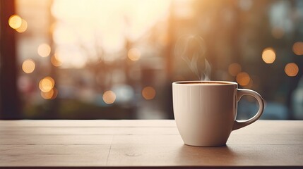 Obraz premium A Coffee on the table with a blurred background