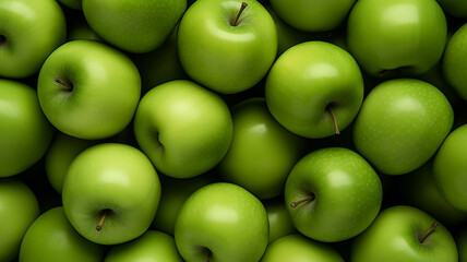ripe juicy green fruit apples, texture background vegetarian style