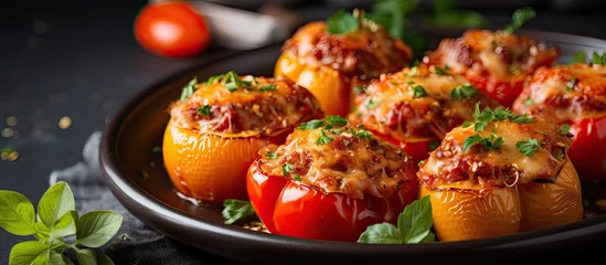 Foto op Canvas Tasty Italian stuffed peppers with spicy sauce © AkuAku