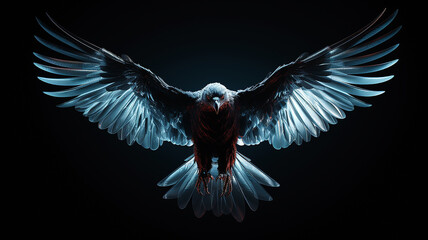 eagle, large bird of prey on a black background, art, fantasy, unusual bright predator - obrazy, fototapety, plakaty