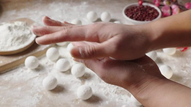 raw sweet dumping or tangyuan.traditional Chinese food .
