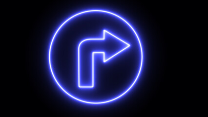 blue color arrow points to the right. Flashing neon icon to the right arrow. right neon arrow. neon arrow sign.
