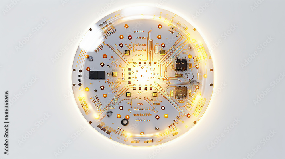 Aufkleber white computer chip light fluorescent button isolated on the background computer graphics website design