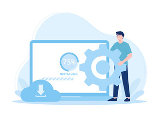 install cloud database for data security concept flat illustration