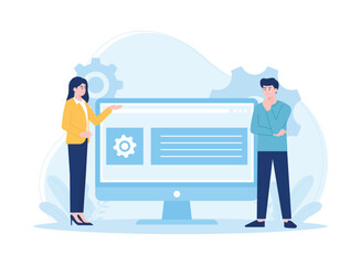 programming software problems on computers concept flat illustration