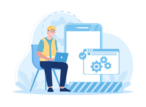 recommend clip art: smartphone troubleshooting service concept flat illustration