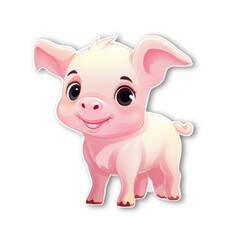 Obraz na płótnie Canvas cartoon white background sticker image, animals from farm, cartoon sticker