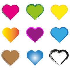 Heart color set icons. Vector illustration. EPS 10.