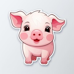 cartoon white background sticker image, animals from farm, cartoon sticker