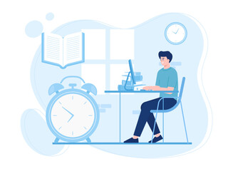 businessman working at home concept flat illustration