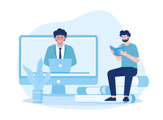 online learning services concept flat illustration