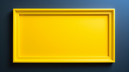 bright yellow rectangular frame on a blue background.