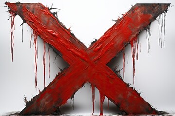 mark X painted no symbol red signs paint real white isolated ban forbid forbidden banned cross stroke fail bankruptcy reject rejection denial abstract message brush background negative wrong