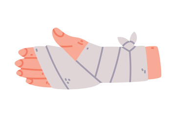 Bandaged Hand First Aid for Injured Body Part Vector Illustration