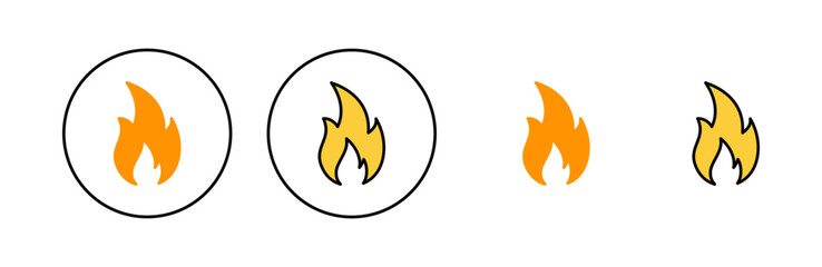 Fire icon set for web and mobile app. fire sign and symbol