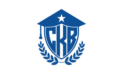 CKB three letter iconic academic logo design vector template. monogram, abstract, school, college, university, graduation cap symbol logo, shield, model, institute, educational, coaching canter, tech