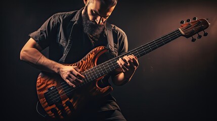 Bassist Slapping Electric Bass Guitar