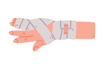 Bandaged Finger First Aid for Injured Body Part Vector Illustration