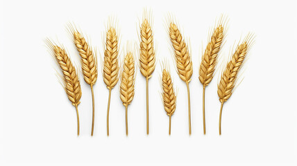 ears of golden wheat isolated on a white background.