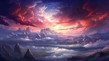 fantasy landscape with clouds