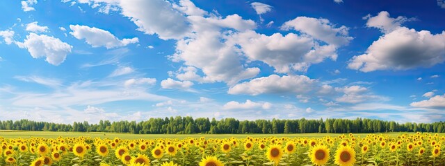 Beautiful Day Over sunflowers field