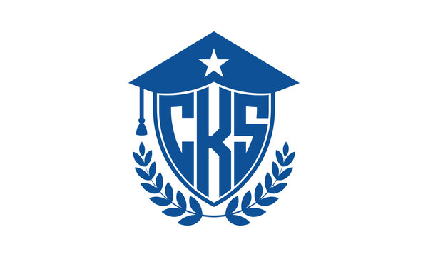 CKS three letter iconic academic logo design vector template. monogram, abstract, school, college, university, graduation cap symbol logo, shield, model, institute, educational, coaching canter, tech