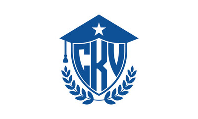 CKV three letter iconic academic logo design vector template. monogram, abstract, school, college, university, graduation cap symbol logo, shield, model, institute, educational, coaching canter, tech