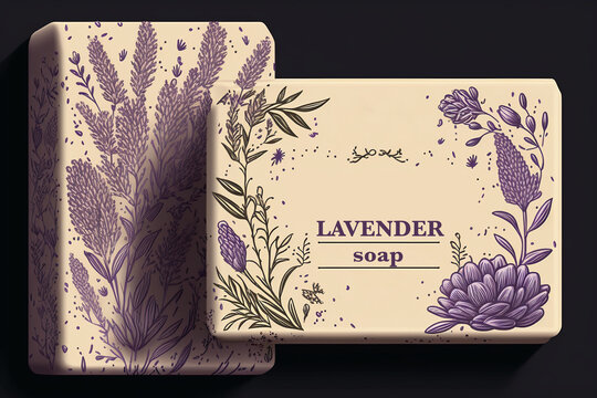 illustration lavender soap ads with retro engraved flowers decorations. Herbal bodycare. Great for label, logo, banner, packaging, spa and body care promote
