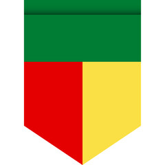 Fototapeta premium Benin flag or pennant isolated on white background. Pennant flag icon.